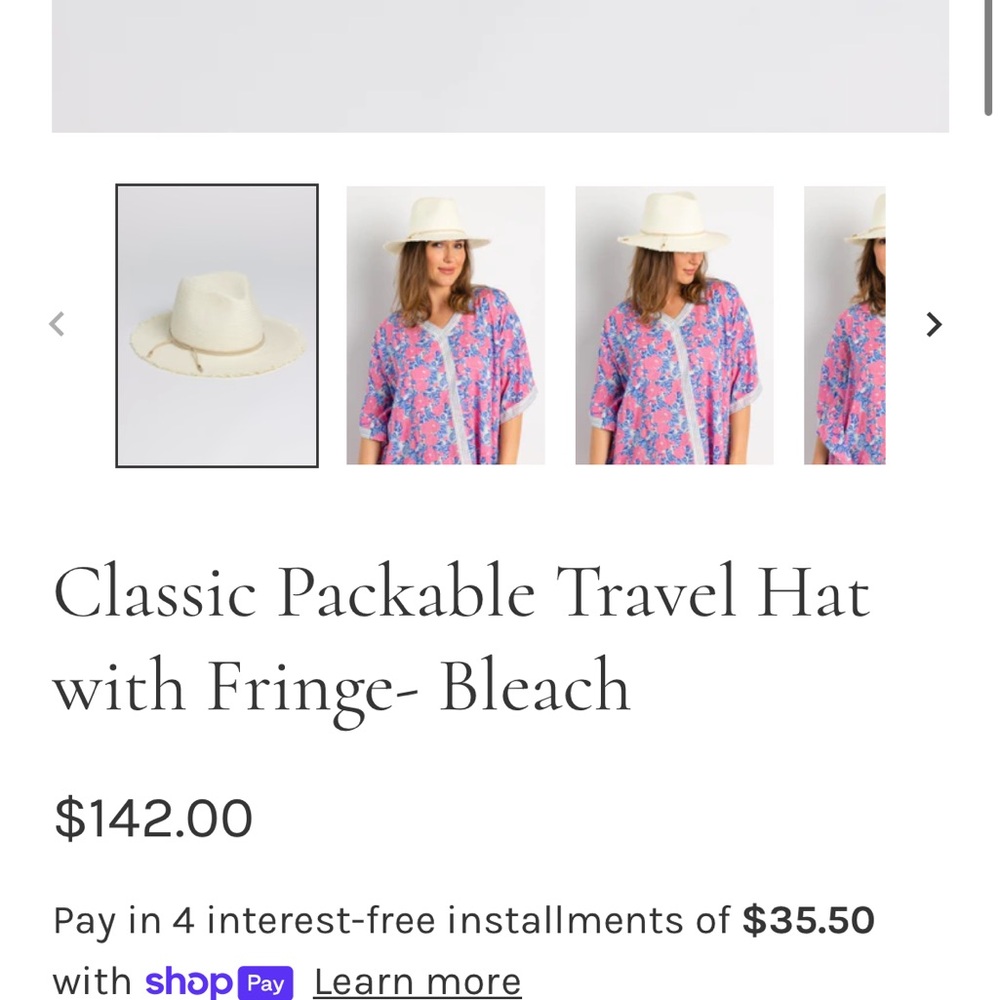 NEW Hat Attack Classic Packable Travel Hat with Fringe- Bleach - Picture 3 of 7